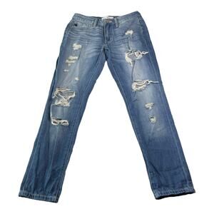 KanCan Womens Size 3/25 Mid Rise Boyfriend Fit Distressed Destroy Jeans KC8281M